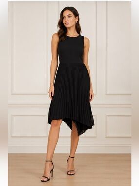 🔥NWT🔥 DKNY Classy Sleeveless Asymmetrical Pleats Skirt Women' Cocktail Dress
